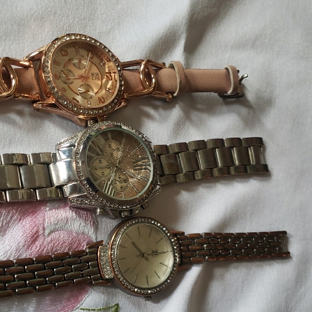 Elegant Women's Watch Set - Rose Gold, Silver